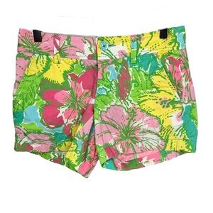 Lilly Pulitzer The Callahan Shorts Tropical Hibiscus Print Size 0 Beach